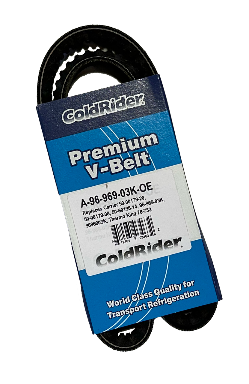 ColdRider Alternator Belt for Carrier Transicold (Replaces Carrier 96-969-03K, 50-00179-08, 50-60198-14, 50-00179-20, 50-01169-00, Thermo King 78-733)