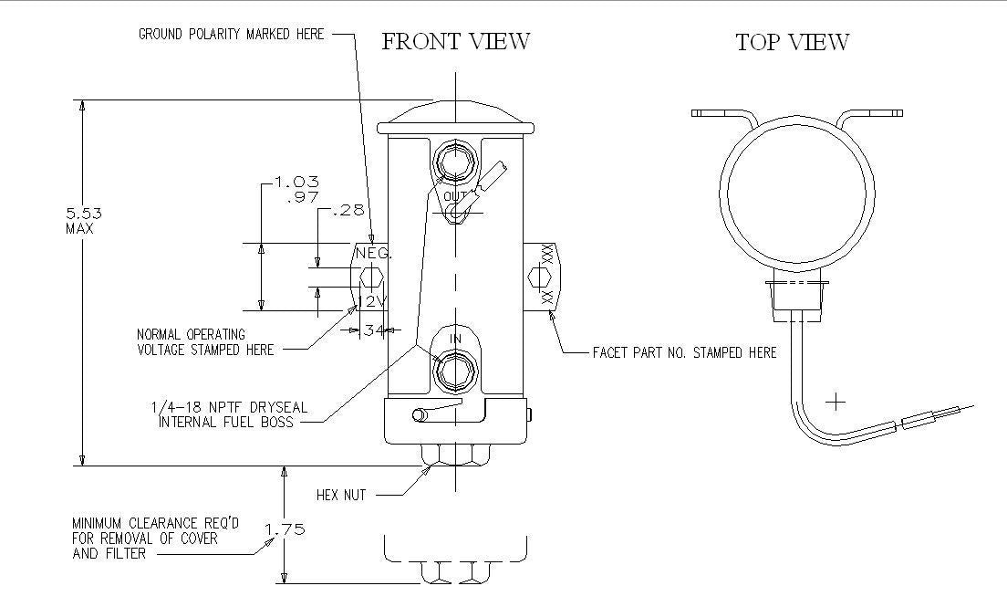 FuelPumper Facet 40007N Gold-Flo Fuel Pump, 12 Volt, 4.0-5.5 PSI, 36 GPH