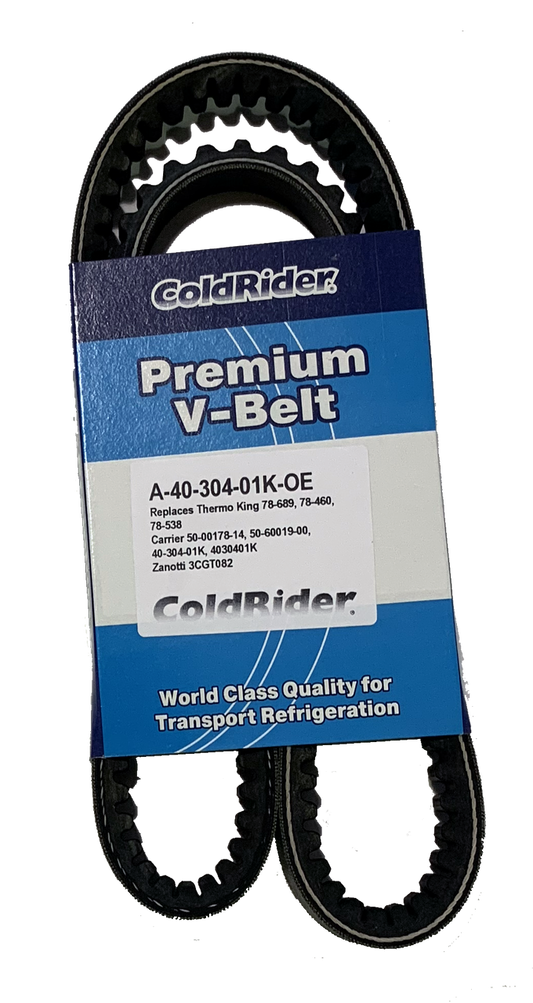 ColdRider Generator Belt for Carrier Transicold (Replaces Thermo King 78-689, 78-460, 78-538, Carrier 50-00178-14, 50-60019-00, 40-304-01K, 4030401K, 50-60289-01, 50-60289-16, Zanotti 3CGT082)