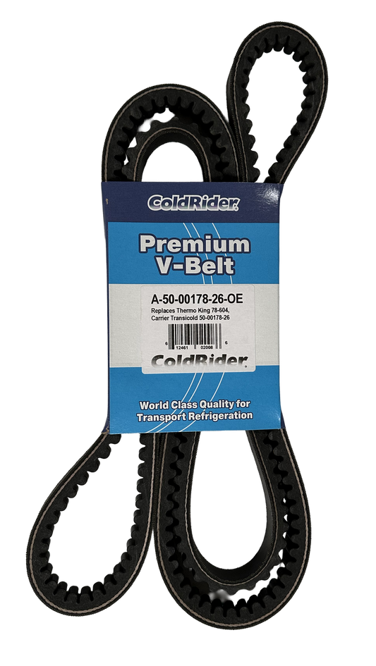 ColdRider Upper Drive Cross Section Belt for Carrier Transicold (Replaces Carrier 50-00178-26, Thermo King 78-604)