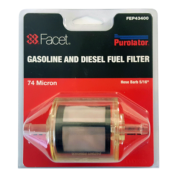 FuelPumper Facet FEP43400 Clear Double Hose Barb Filter
