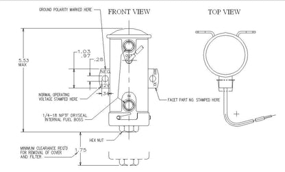 FuelPumper Facet 40007N Gold-Flo Fuel Pump, 12 Volt, 4.0-5.5 PSI, 36 GPH